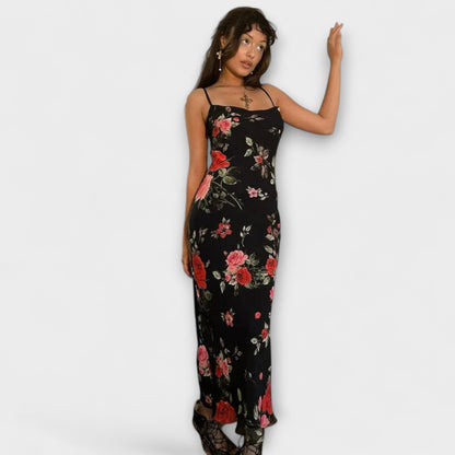 Floral Pattern Spaghetti Strap Bodycon Dress