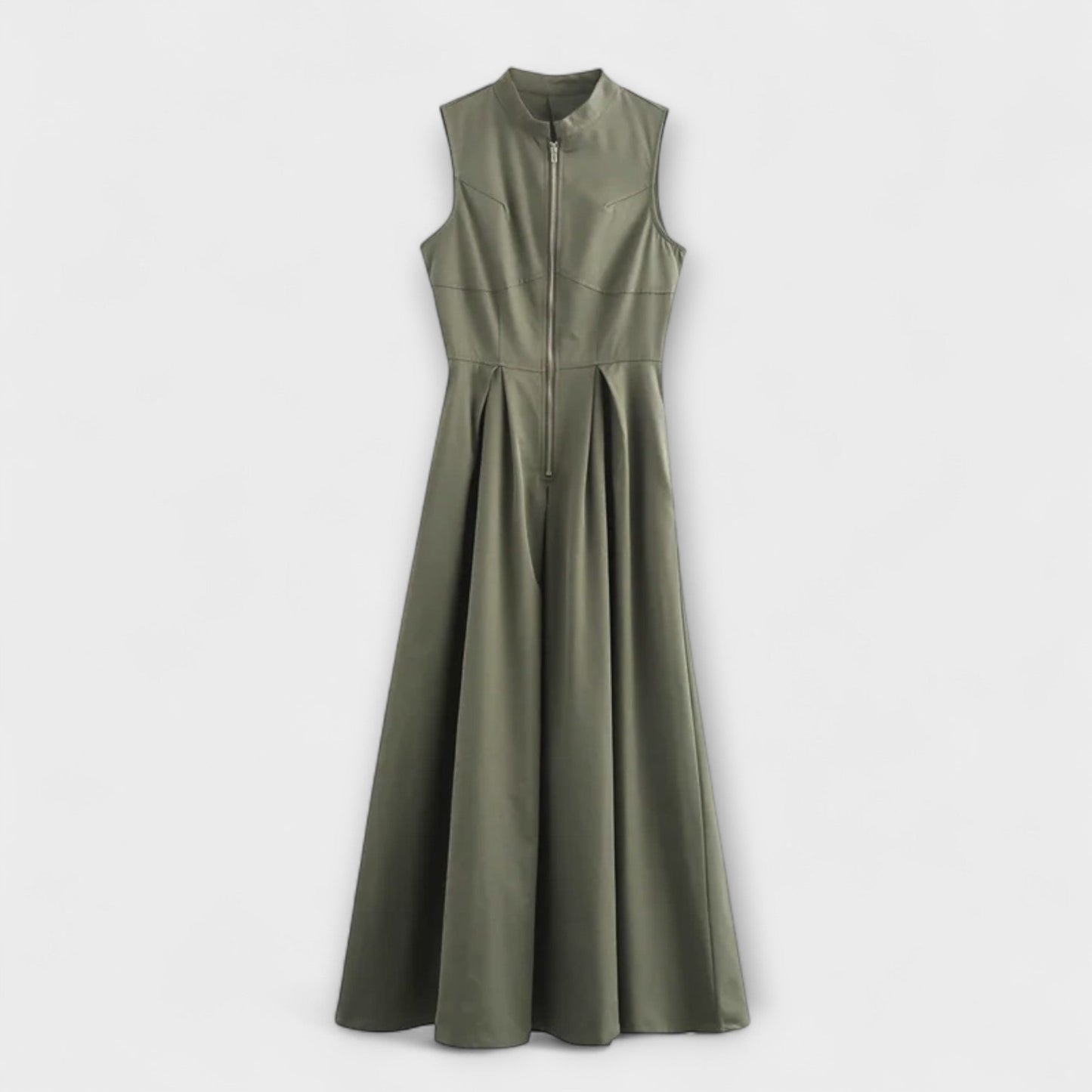 Sleeveless Pleated Bodycon Midi Dress