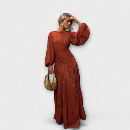 Elegant Pleated Long Sleeve Dress