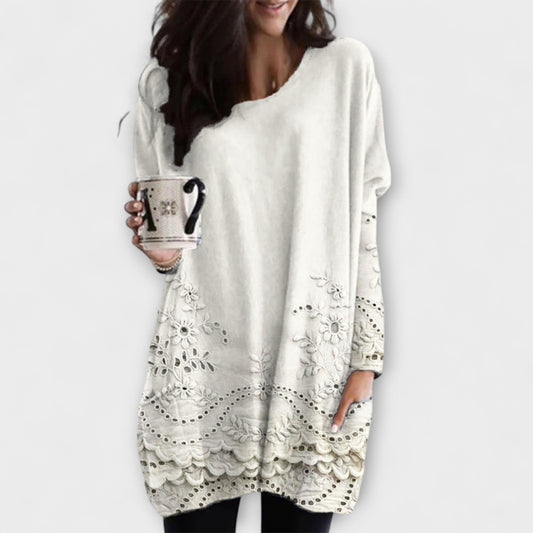 Riley – Printed Sweater with Embroidery
