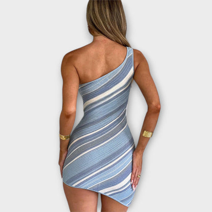 Kira - Trendy One-Shoulder Knit Mini Dress