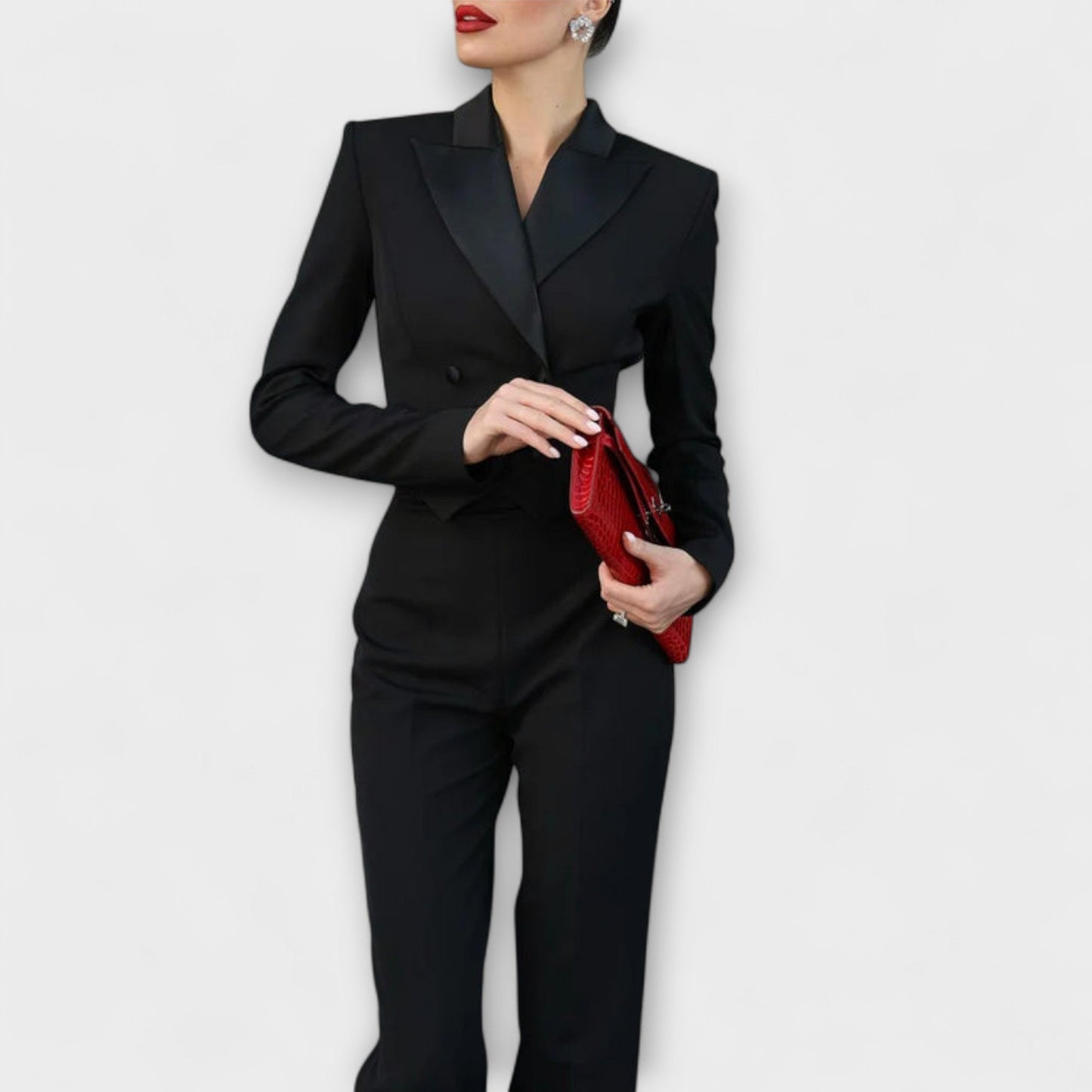 Noa - Black Beaded Backless Short Blazer Set