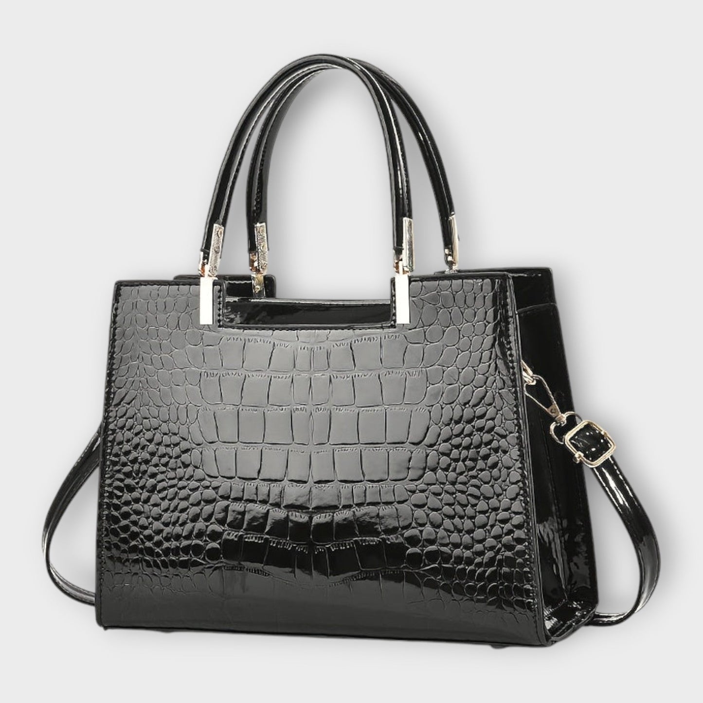 Aurellia. - Glossy Crocodile Pattern Handbag