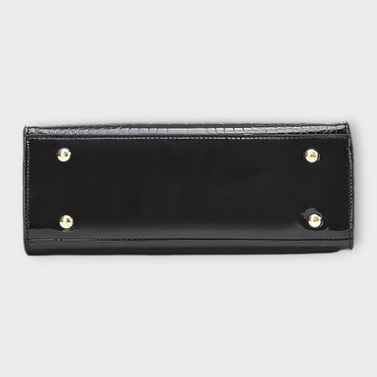 Aurellia. - Glossy Crocodile Pattern Handbag