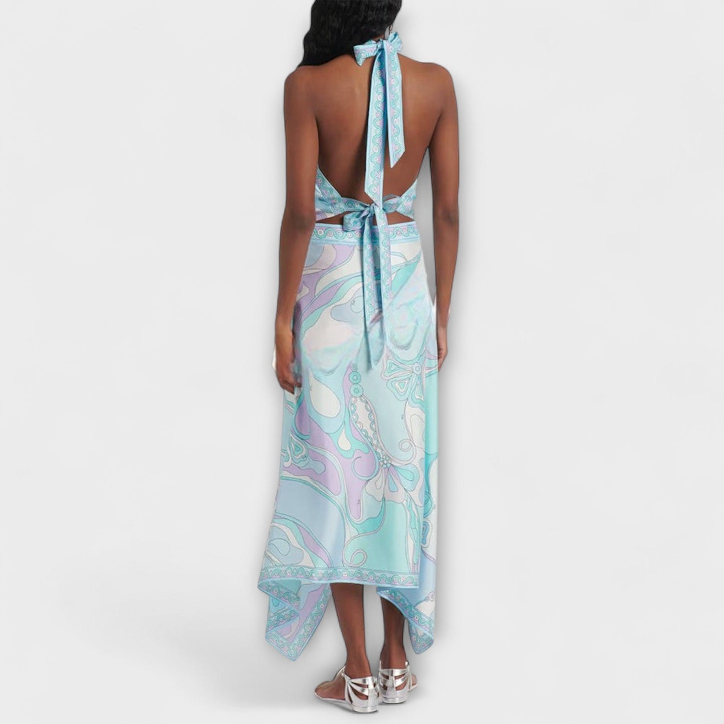 Everly - Set of Halter Top and Asymmetrical Midi Skirt