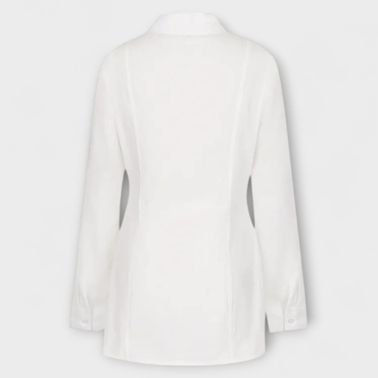 Indie - White Long-Sleeved Pleated Shirt Dress