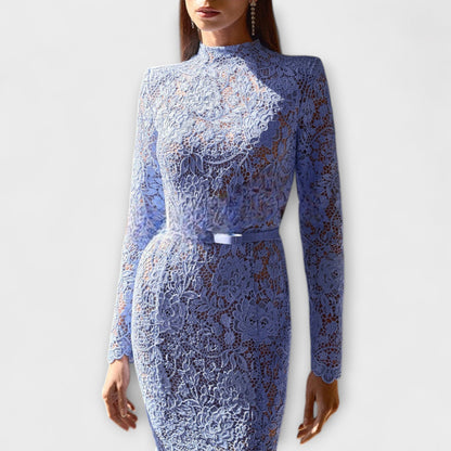 Freya - Elegant Midi Dress in Floral Lace