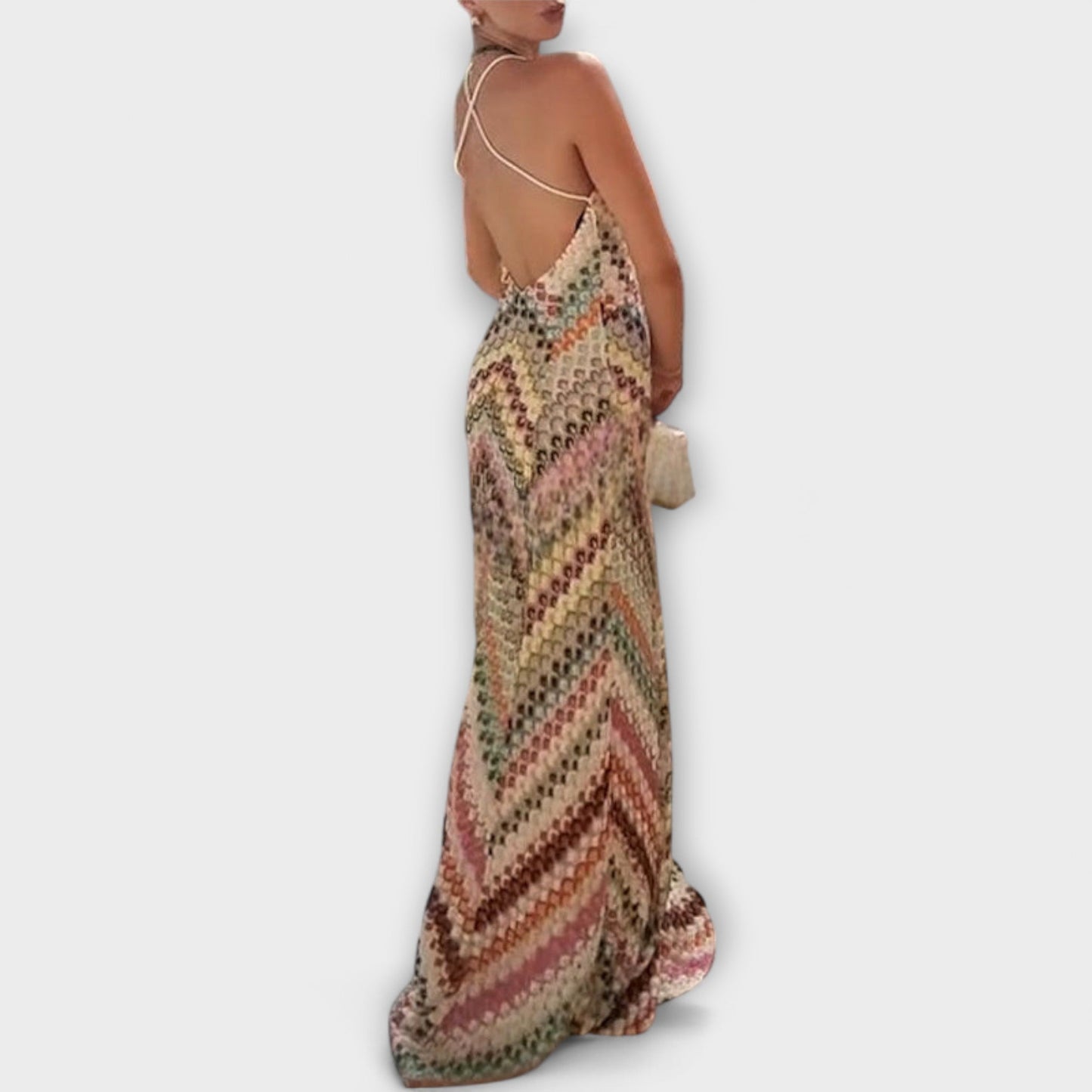 Remi - Missoni Colorful Houndstooth Pattern Maxi Dress