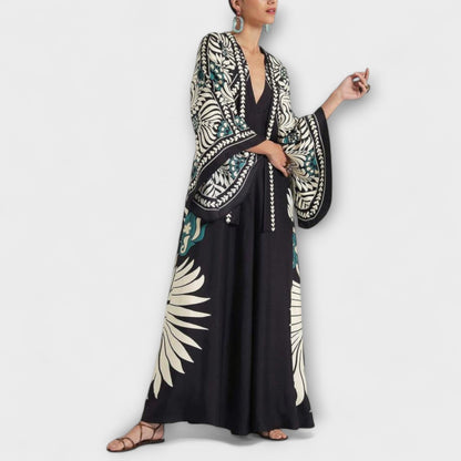 Giselle - Stylish Floral Pattern Flowing Maxi Dress